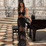 Illusion Lace Panel Gown - M, Black image