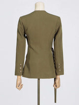 Solid Color With Belt Long Sleeve Blazers image 2