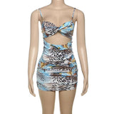 Print Twist-Front Cut-Out Mini Dress image 3