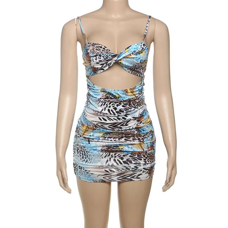 Print Twist-Front Cut-Out Mini Dress image 3