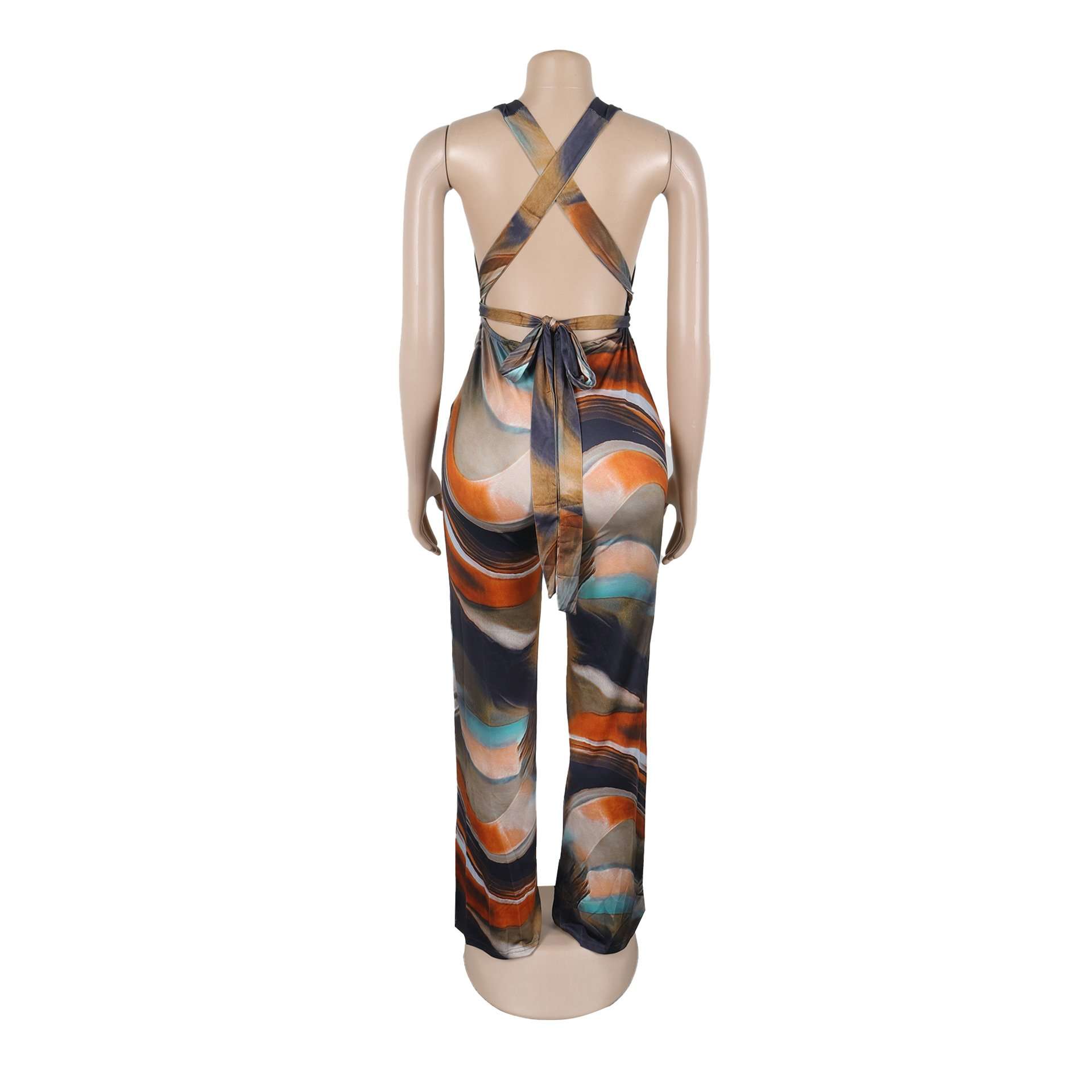 Multicolor Abstract Wrap Jumpsuit image 4