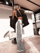Animal Pattern Patchwork Pants Streetwear - L, Black 2 image