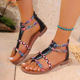 شباشب مسطحة بأشرطة، صنادل صيفية كاجوال