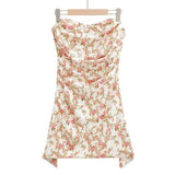 Strapless Ruched Mini Dress - S, Multi Beige image