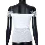 Elegant Off-Shoulder Ruffle Top with Front Tie Detail image 4
