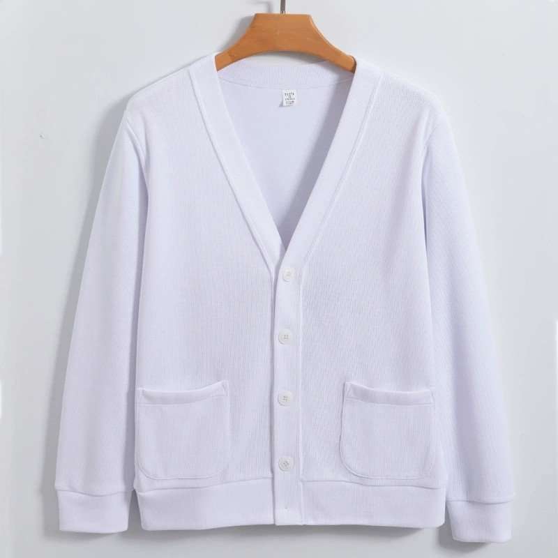 V Neck Down Sweaters Cardigan - S, White image