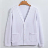 V Neck Down Sweaters Cardigan - S, White image
