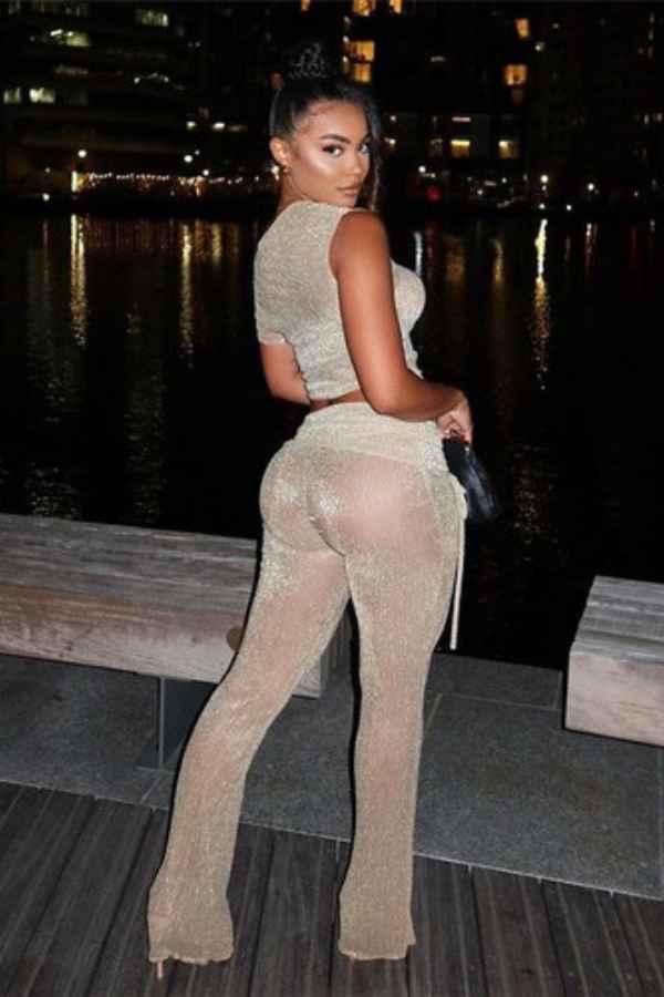 Sexy SeeThrough Drawstring Pants Crop Top Night Out Set image 1