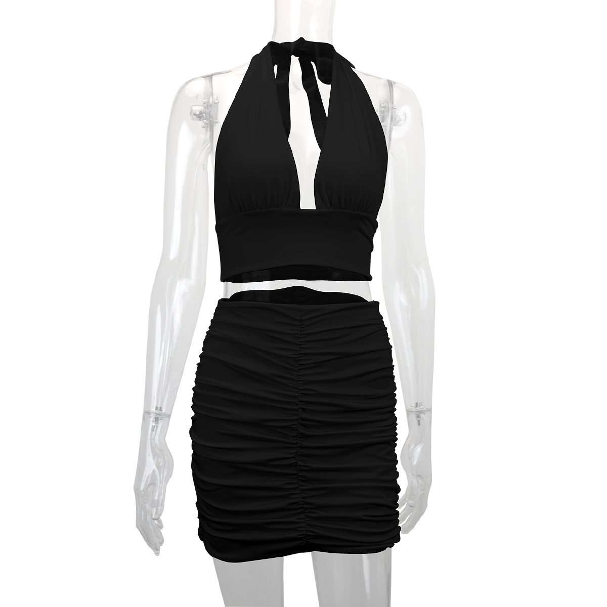 Halter Neck Crop Top & Mini Skirt Set image 4