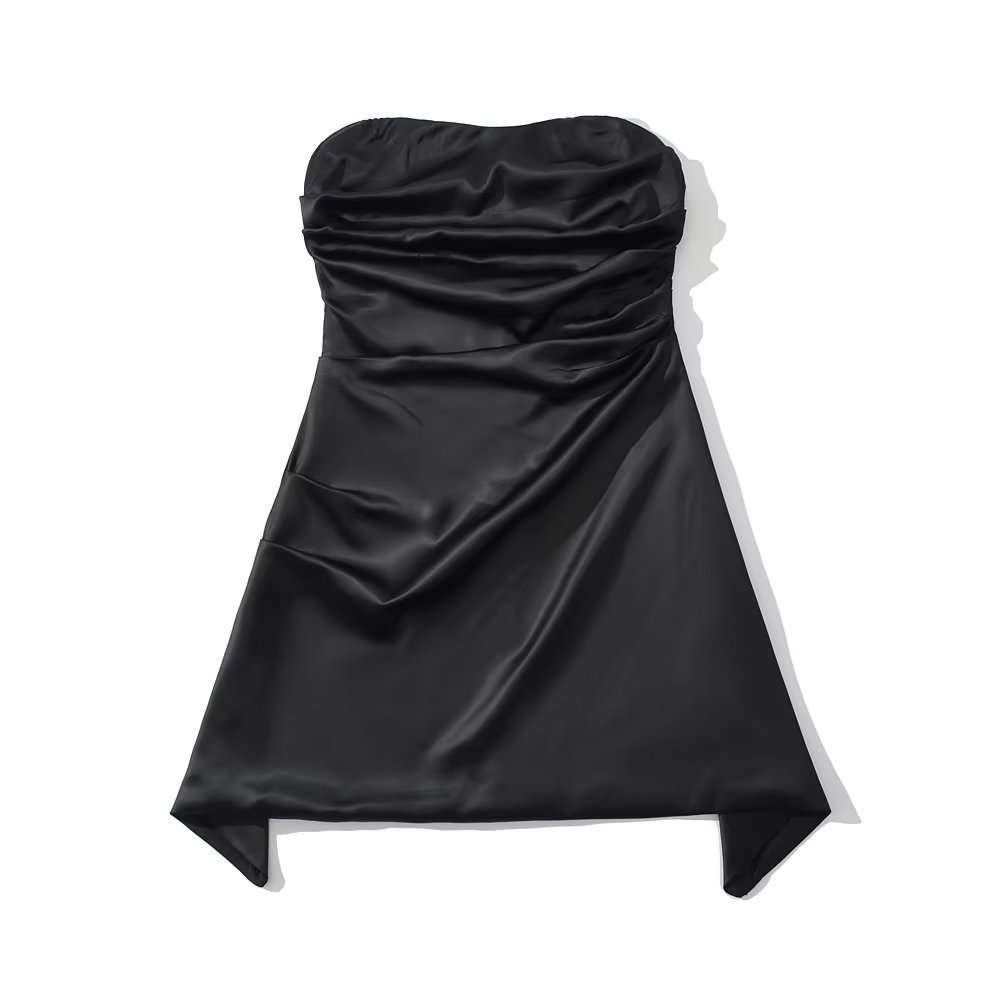 Strapless Ruched Mini Dress - S, Black image