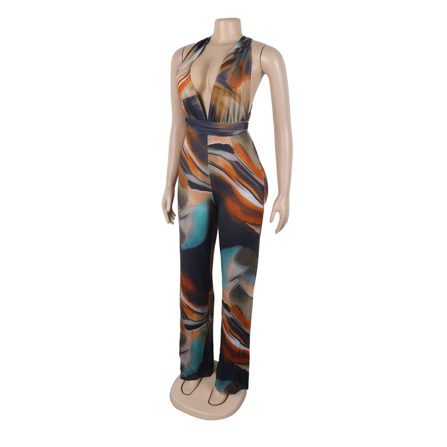 Multicolor Abstract Wrap Jumpsuit image 3