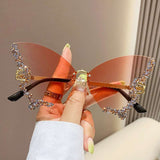 Glamorous Butterfly-Shaped Sunglasses - Free Size, Orange image