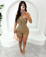 Strapless Button-Down Romper with Pockets image 2