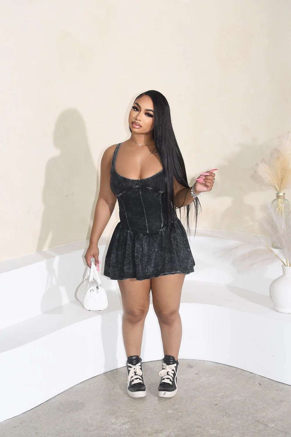 Denim Doll Corset Dress - XL, Black image