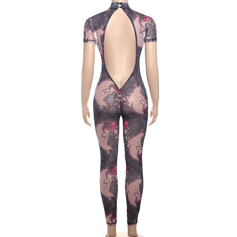 Print Mesh Bodycon  Jumpsuit image 5