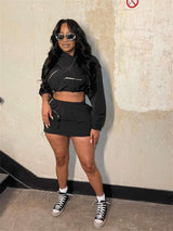 Windbreaker-Style Skirt Set - M, Black image