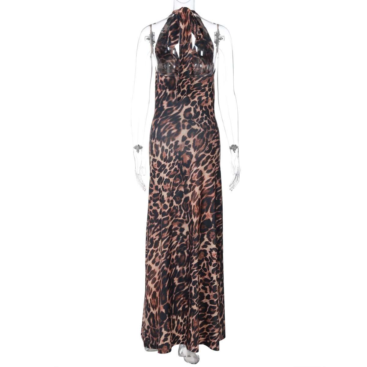 Bold Leopard Print Halter Maxi Dress image 4