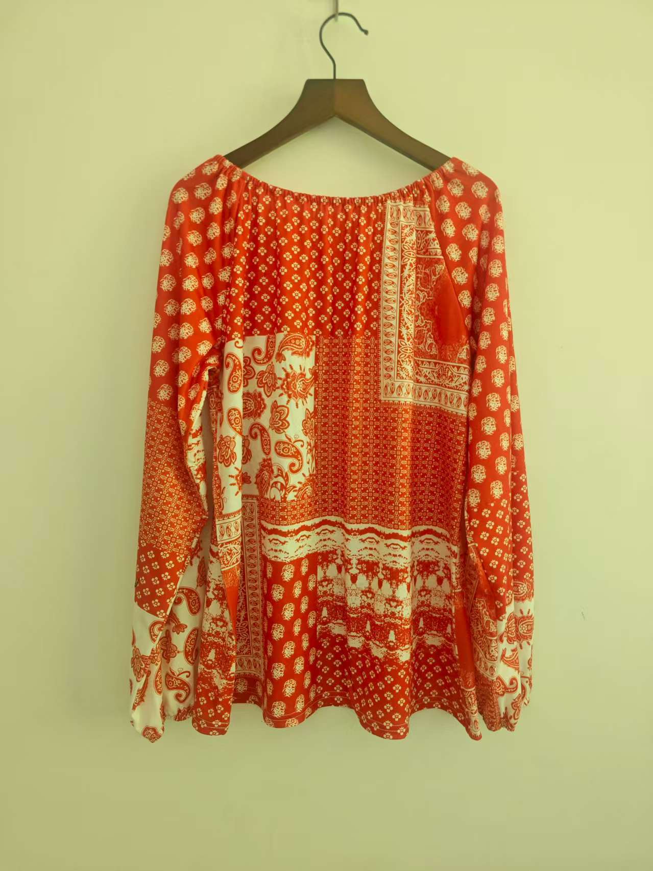Bohemian Style Patchwork Print Top image 3