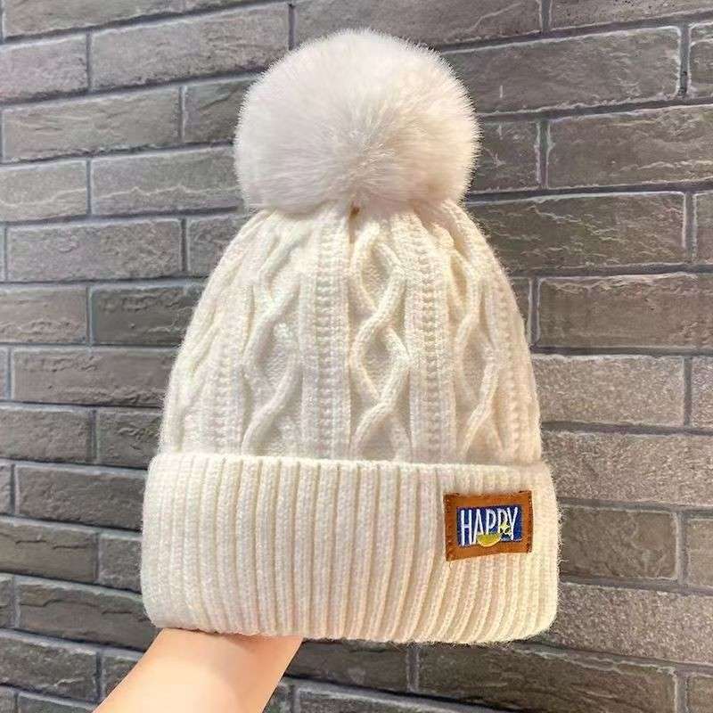 Winter Warm Knitted Beanie Ski Hat - Free Size, Cream Beige image