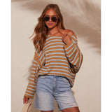 Striped Loose Bat Long Sleeve Sweater image 1