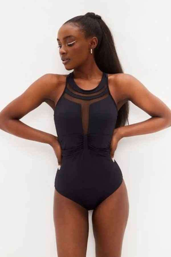 Sexy Mesh Patched Sleeveless One Piece Swimwear image 3