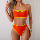 Contrast Bikini Set with Cutout Details - L, Orange image