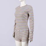 Striped Long Sleeve T-Shirt & Shorts Set image 5