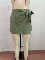 Textured Wrap-Style Skirt with Bow Detail image 3