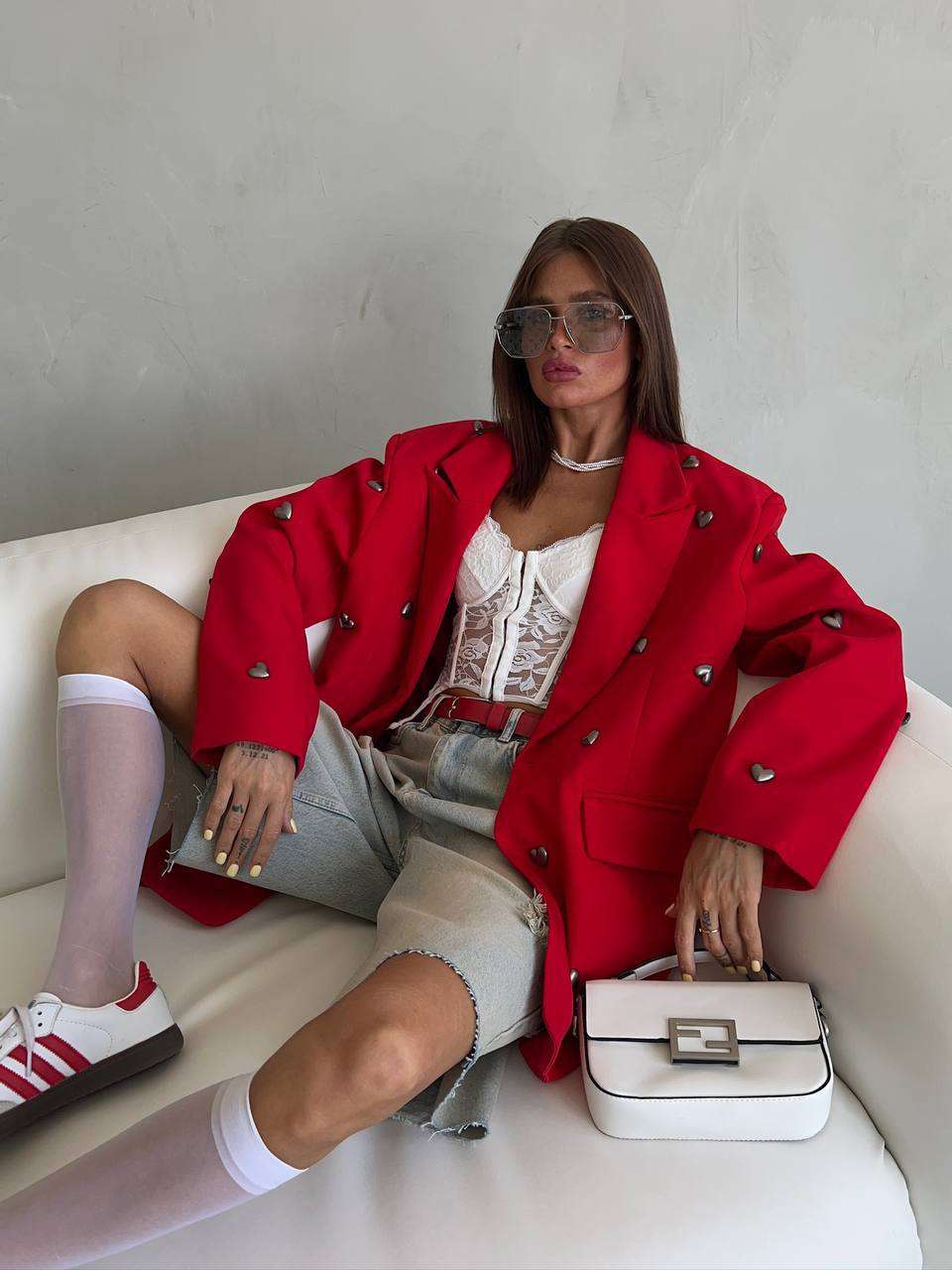 Heart-Shaped Rhinestone Studded Suit image 3