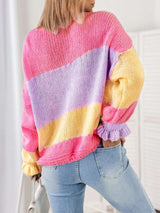 Colorful Block Stripe Knit Cardigan image 3