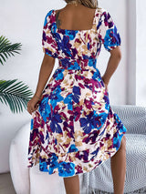 Floral Square Neck Puff Sleeve Midi Dress image 6