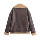Shearling-Lined Faux Leather Aviator Jacket image 2