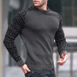 Round Neck Sweater With Patterned Sleeves image 3