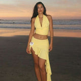 Elegant Halter Top & Asymmetrical Skirt Set image 1