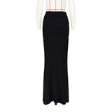 Low waist pleated straight long skirt image 4