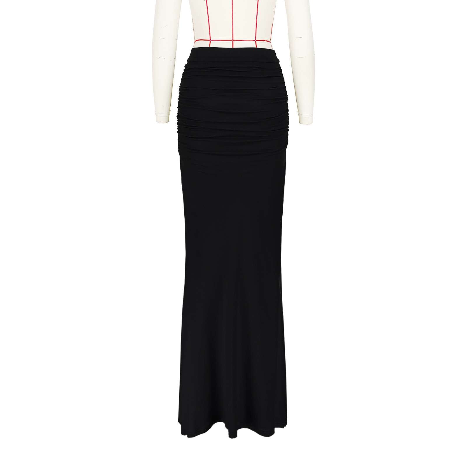 Low waist pleated straight long skirt image 4