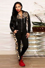 Animal Print Two Piece Activwear Zipper Up Set image 0