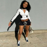 Stand Collar Fitness Sports Top and Shorts Set image 0