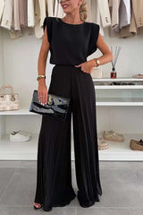 Top and Pleated Palazzo Pants Set image 1