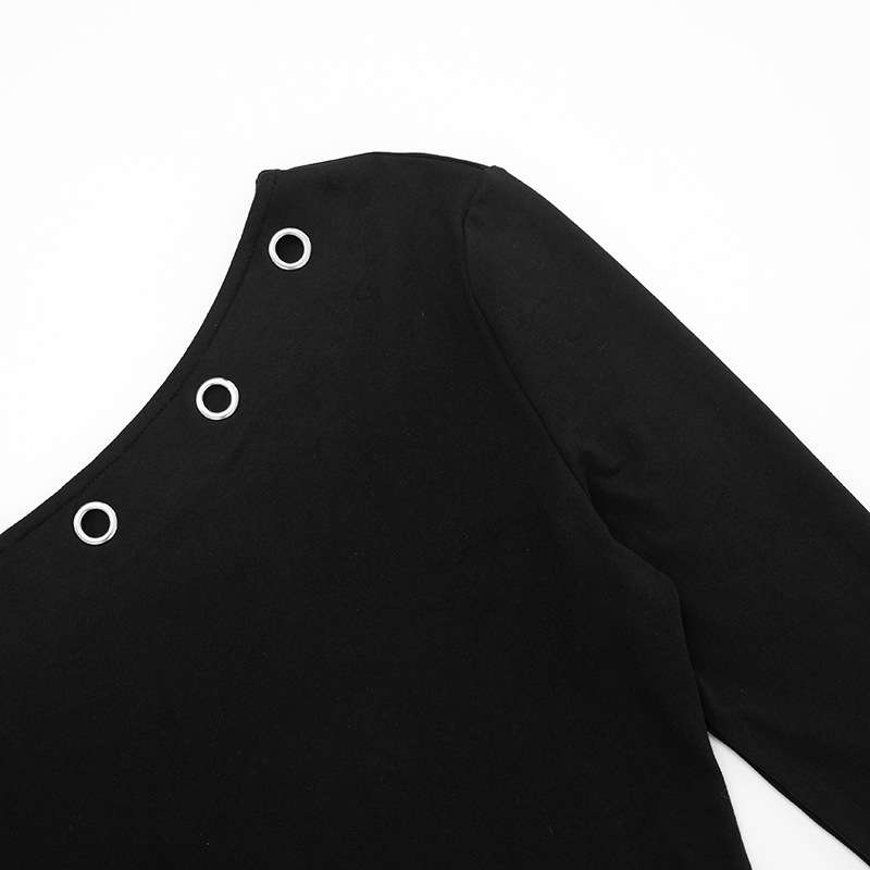 Off-Shoulder Sweater with Metallic Button Details image 6