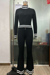 Long Sleeve Zip Up Crop Jacket Pants Set image 5