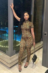 Printed Backless Bodycon Jumpsuit image 0