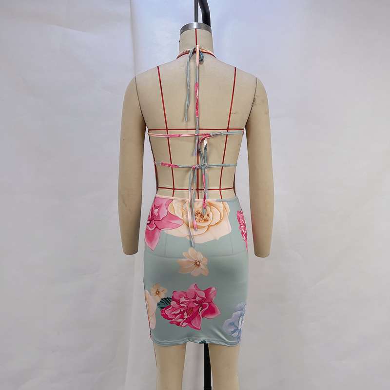 Floral Halter Bodycon Dress image 5