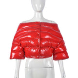 Crimson Cloud Cropped Puffer - XL, Red image