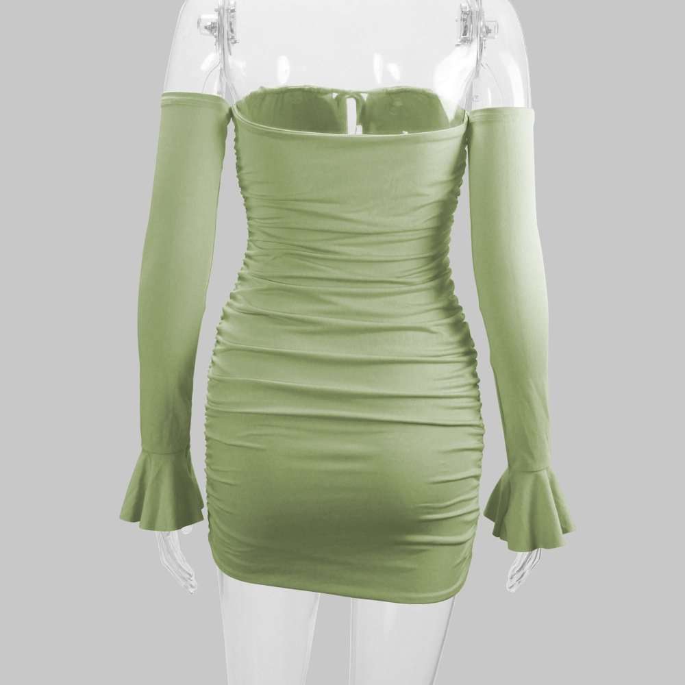 Off-Shoulder Bodycon Dress with Flared Sleeves image 6
