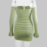 Off-Shoulder Bodycon Dress with Flared Sleeves image 6