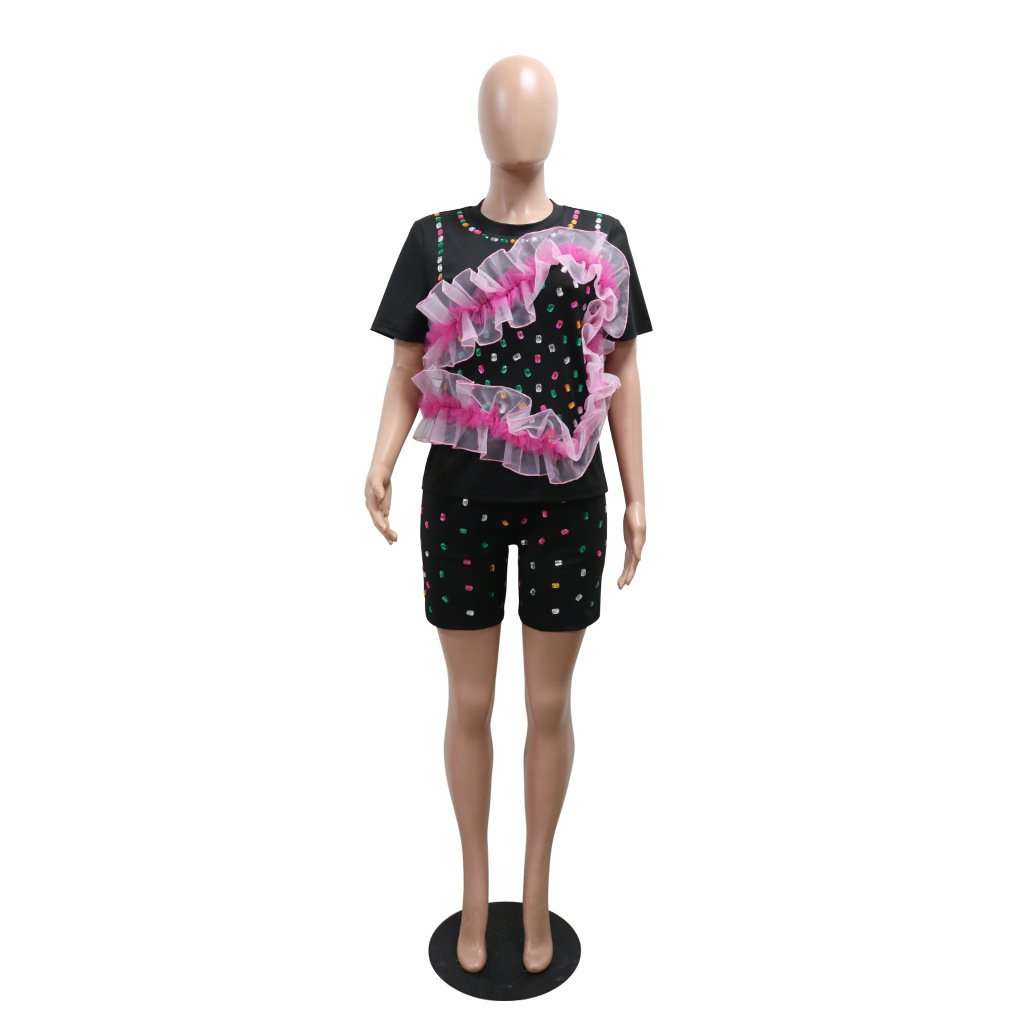 Embellished Shorts Set with Ruffle Detail image 3