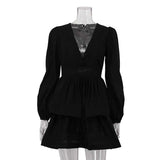 Peplum Dress with Long Sleeves and Mini Skirt image 3