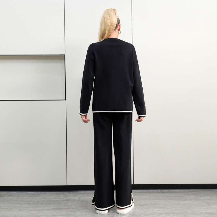 Casaul Sweater Sets Pullover Tops Wide Leg Pants image 7