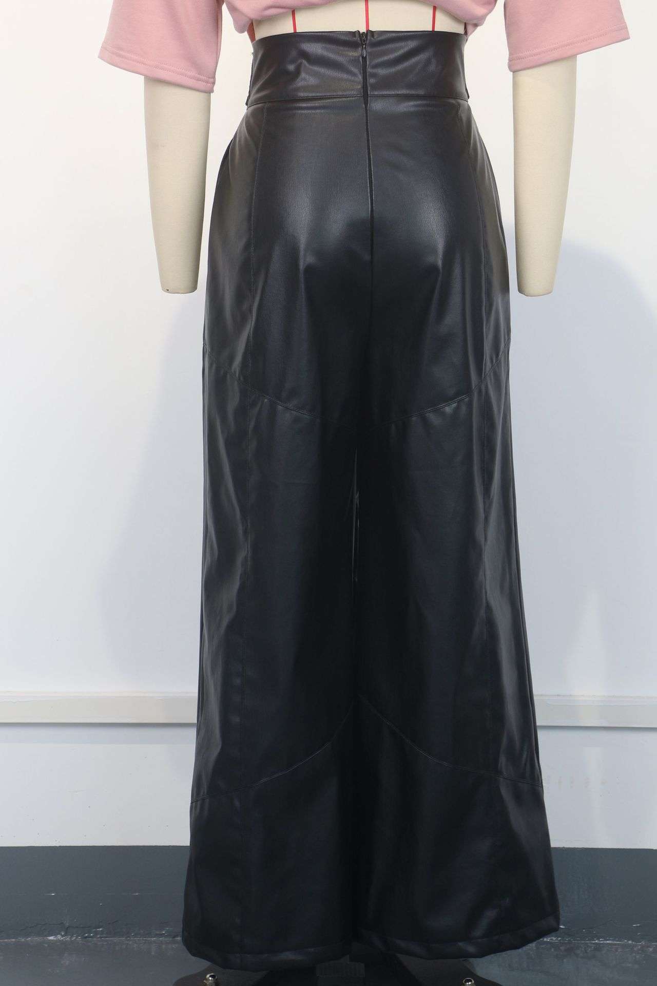 Fashion Faux-Leather Wide Leg Pants image 4